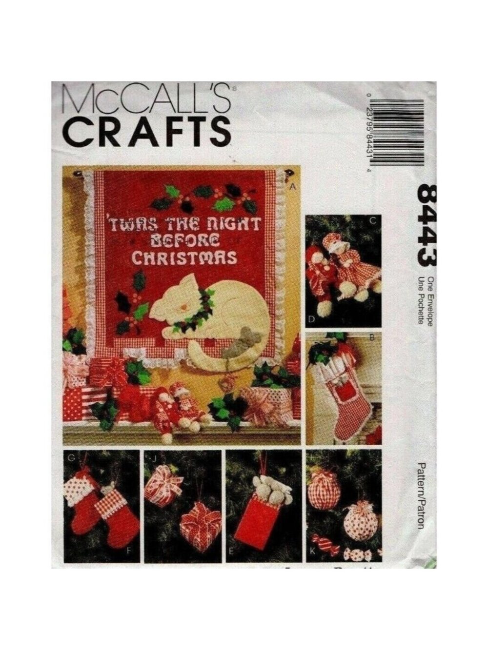 VTG Sewing Pattern McCalls 8443 TWAS THE NIGHT BEFORE CHRISTMAS Decor Crafts U/C